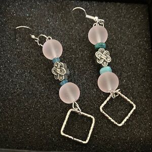 Elegant Pink and Silver Dangle Earrings